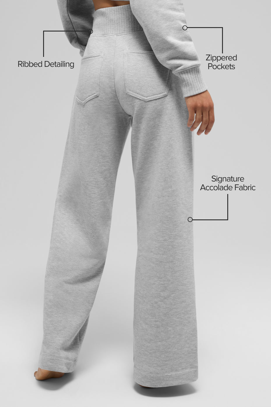 Serenity Wide Leg Sweatpant - Athletic Heather Grey - Image 2