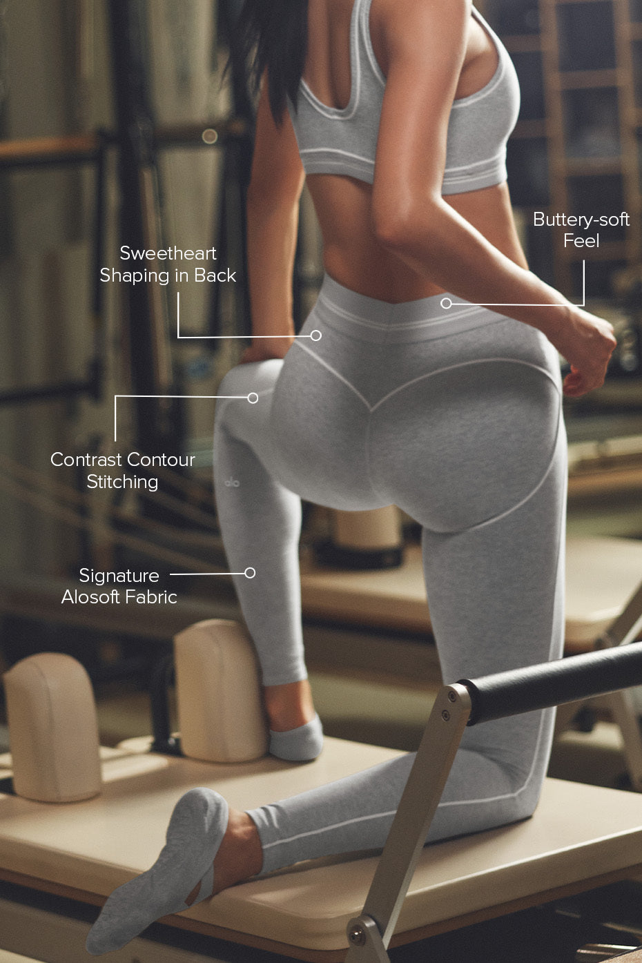 Alosoft High-Waist Heart Throb Legging - Athletic Heather Grey/White - Image 2