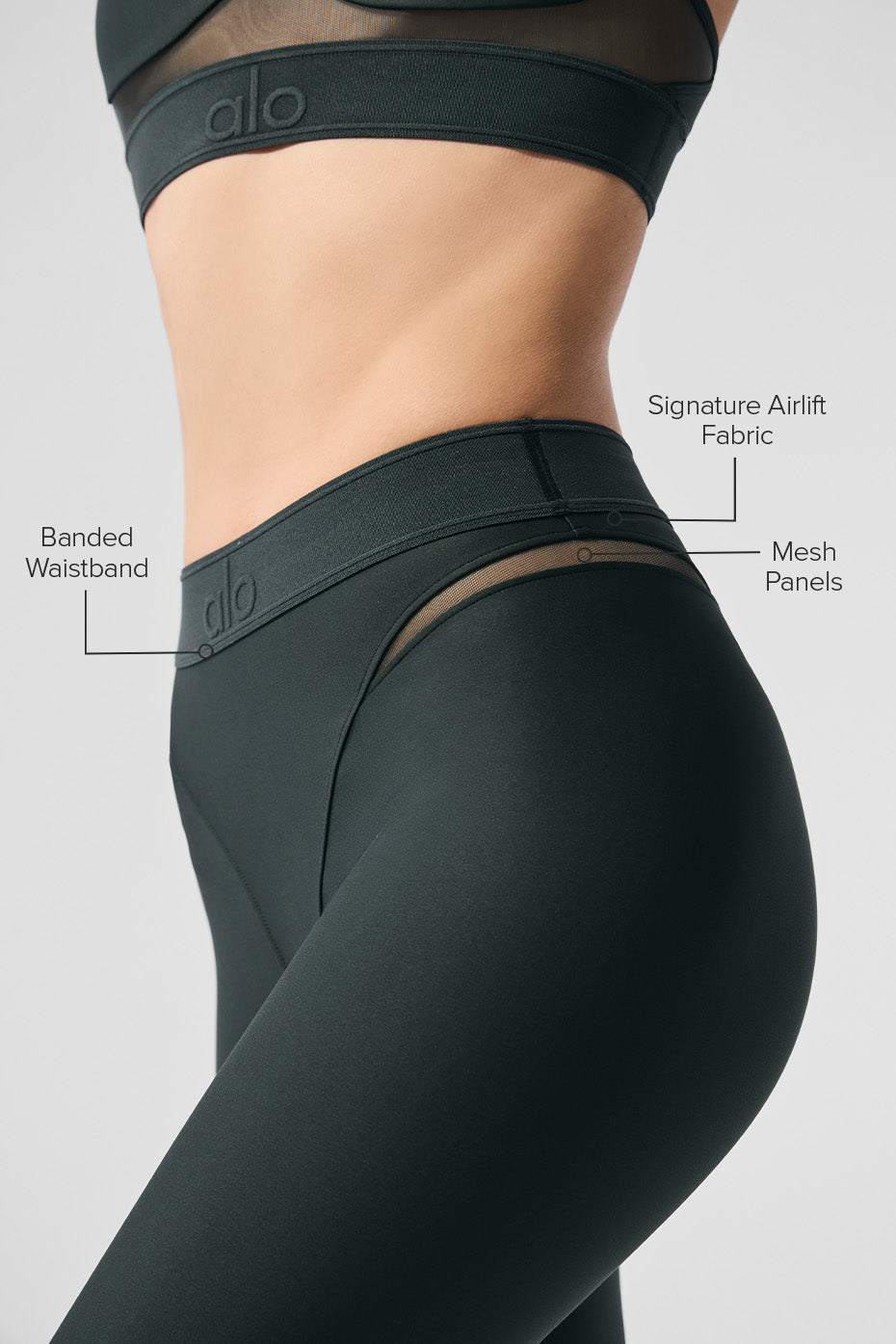 Airlift High-Waist 7/8 Rebel Legging - Charcoal Green - Image 2