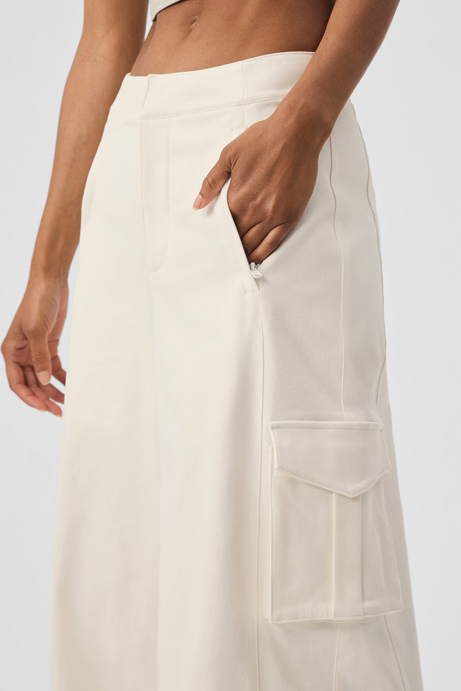 Show Off Cargo Wide Leg Trouser (Regular) - Ivory - Image 4