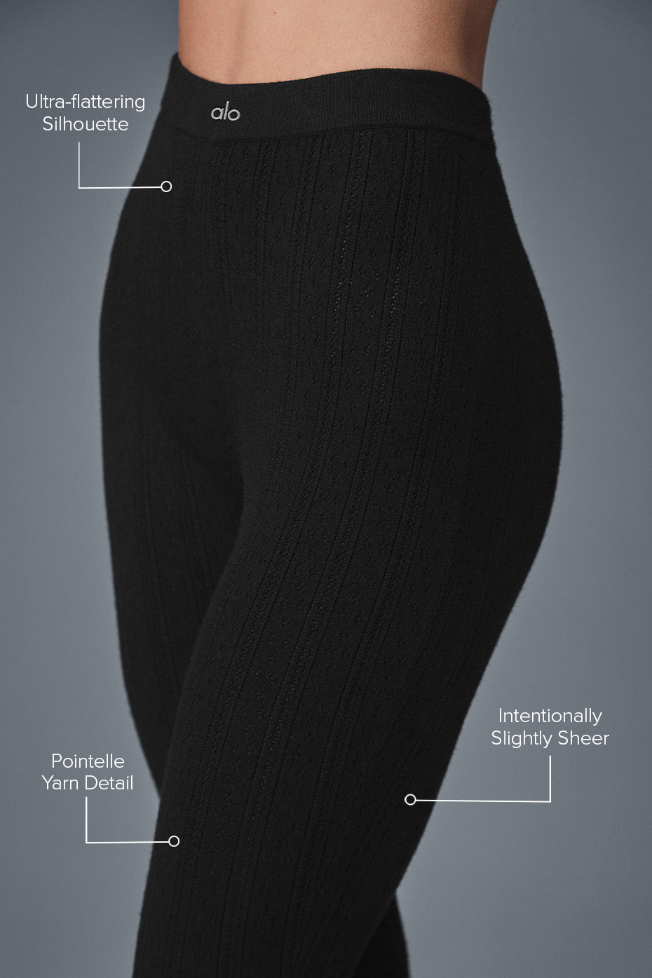 Pointelle Sweater High-Waist Be Mine Legging - Black - Image 2