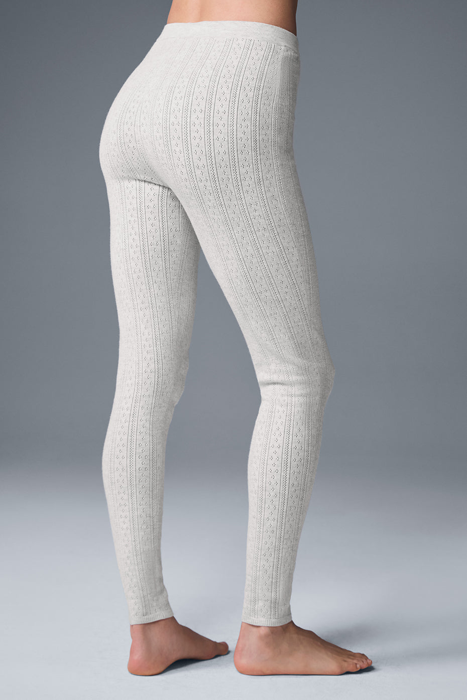 Pointelle Sweater High-Waist Be Mine Legging - Light Grey Heather - Image 3