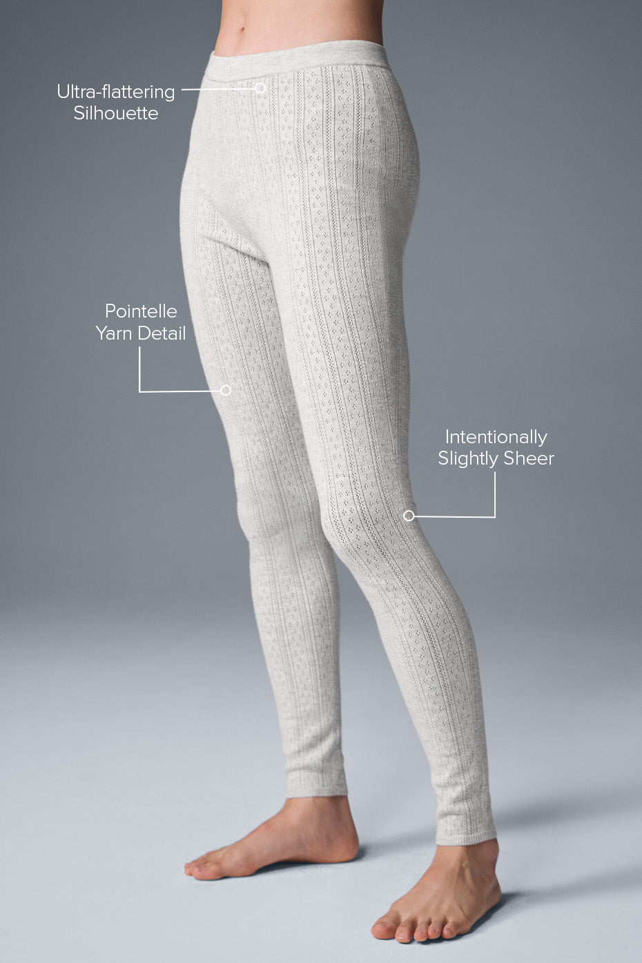 Pointelle Sweater High-Waist Be Mine Legging - Light Grey Heather - Image 2
