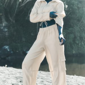 Linen Getaway Cargo Wide Leg Pant - Macadamia