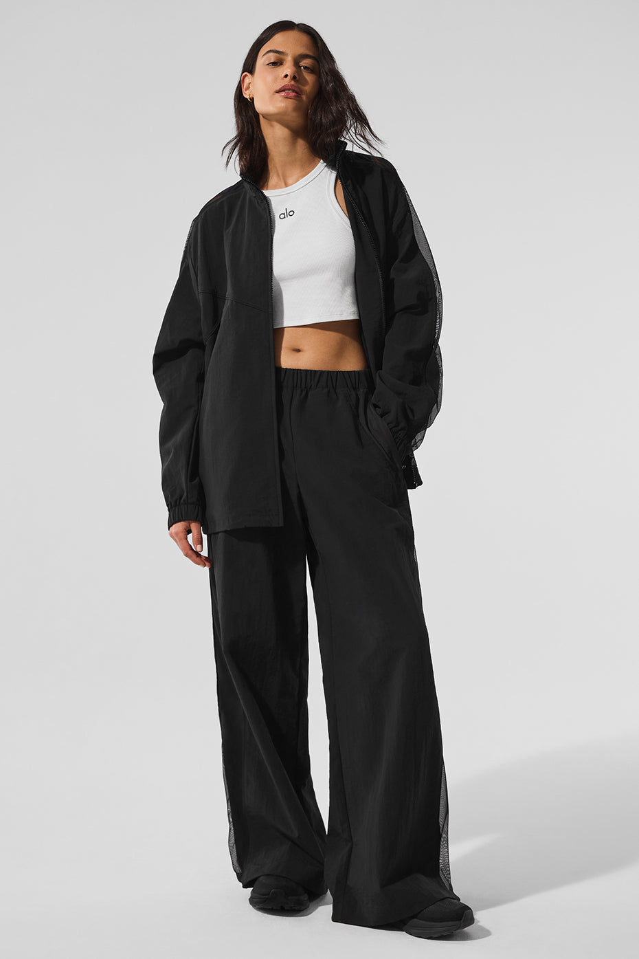 High-Waist Origin Wide Leg Track Pant - Black - Image 4