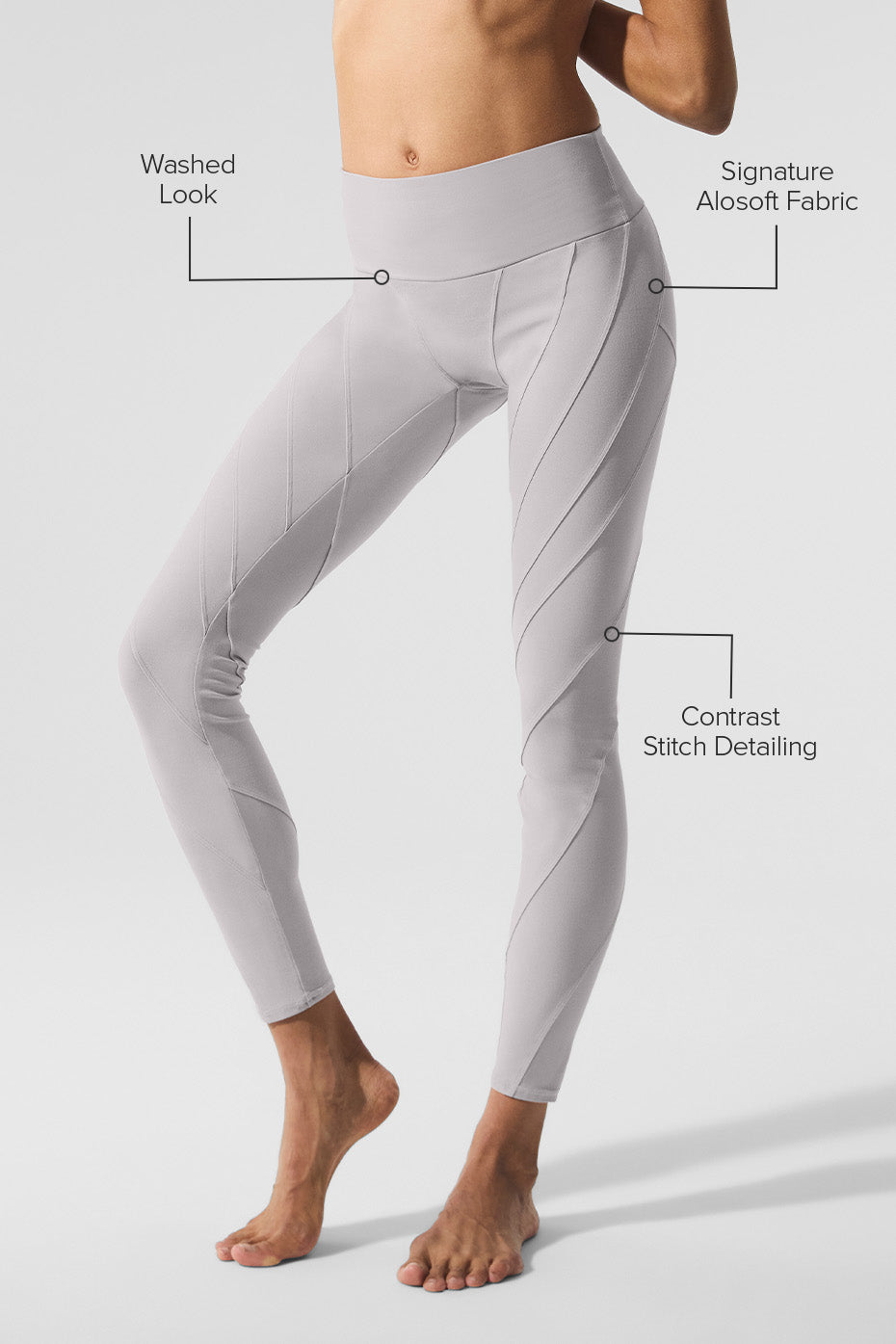 Washed Alosoft High-Waist Sunray Legging - Grey Sky Wash - Image 2