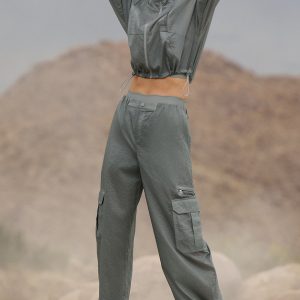 Sheer Game Time Wide Leg Jogger - Lunar Grey