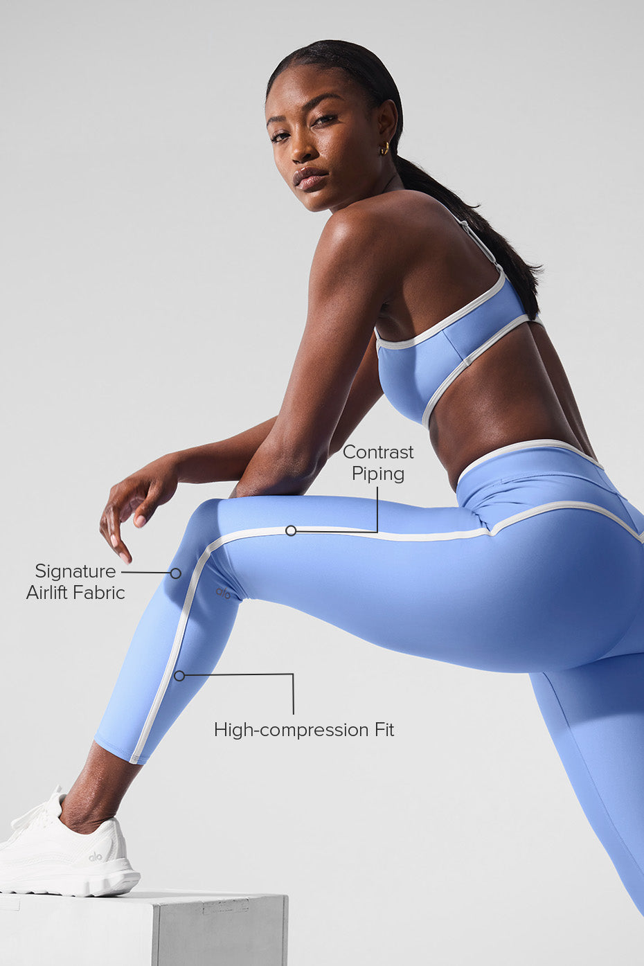 Airlift High Waist Charger 7/8 Legging - Crystal Clear Blue/White - Image 2