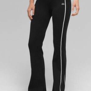 Ribbed Sweater Knit Highline Flare Pant - Black/White