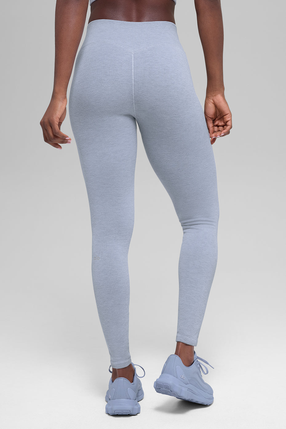 Seamless High-Waist Two Tone Rib Legging - Winter Frost Heather - Image 4