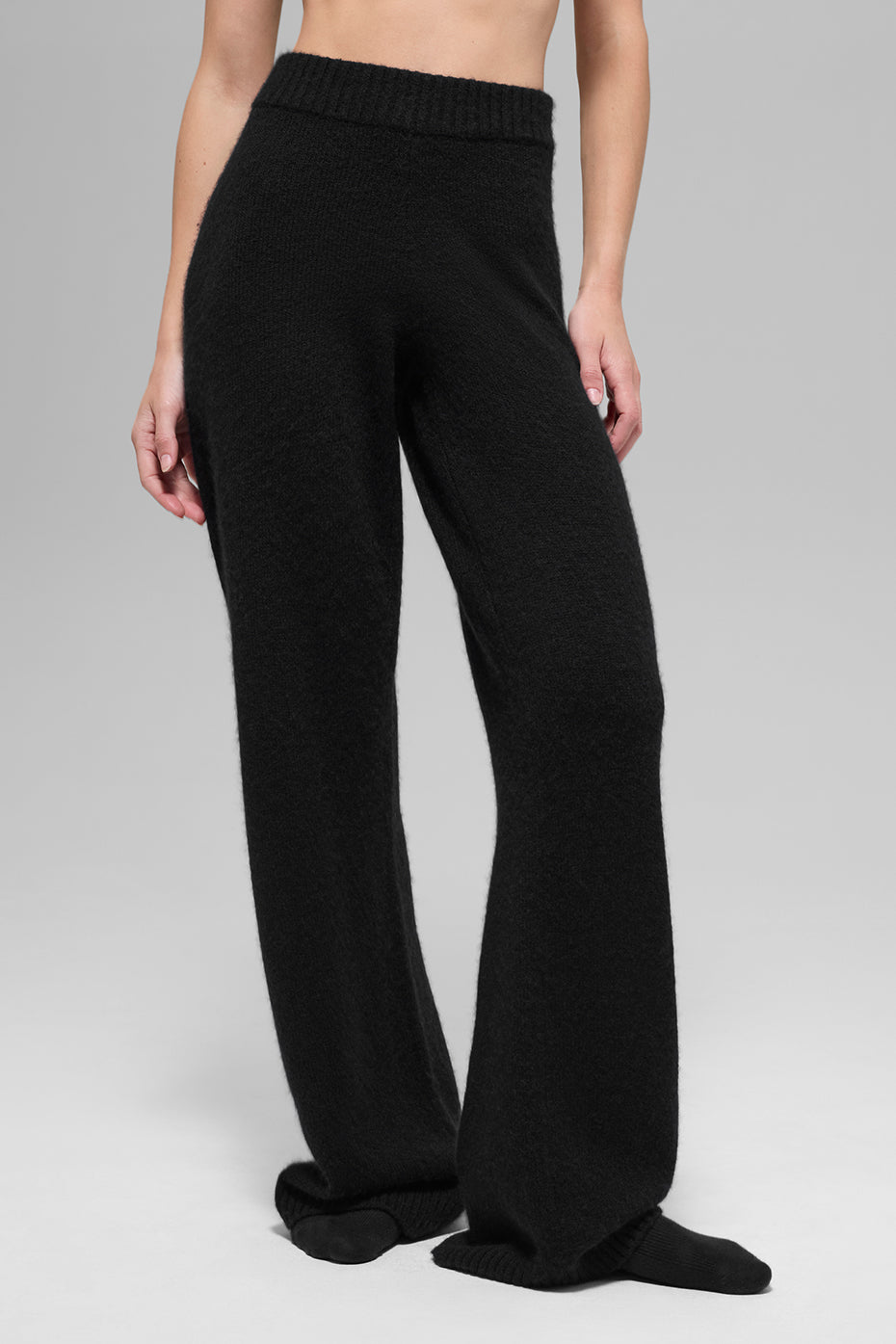 Cashmere High-Waist New Class Wide Leg Pant - Black