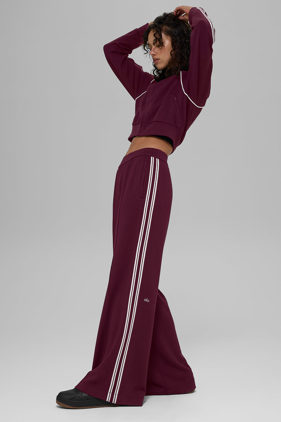 Track Star Wide Leg Pant (Long) - Burgundy - Image 5