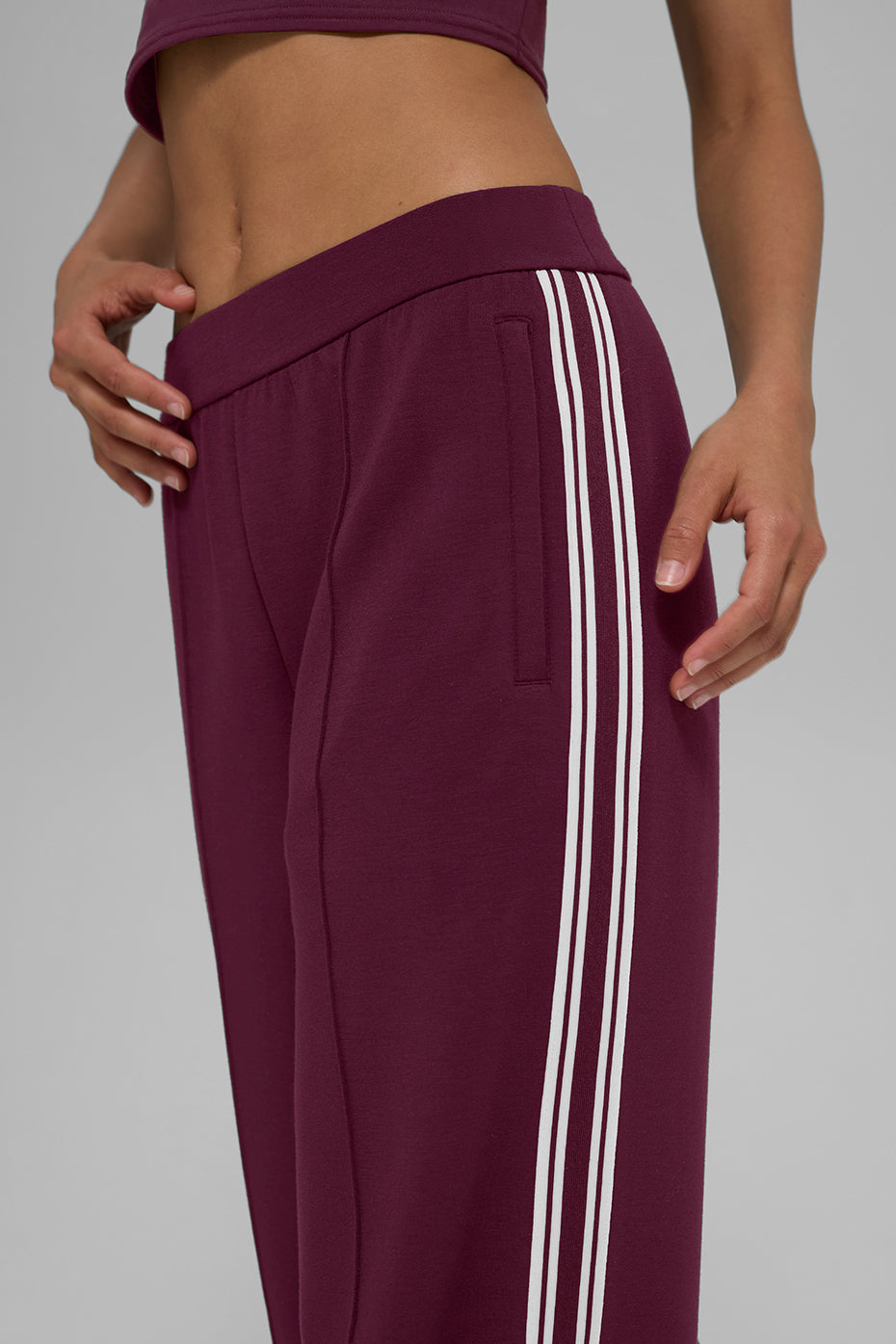 Track Star Wide Leg Pant (Long) - Burgundy - Image 2