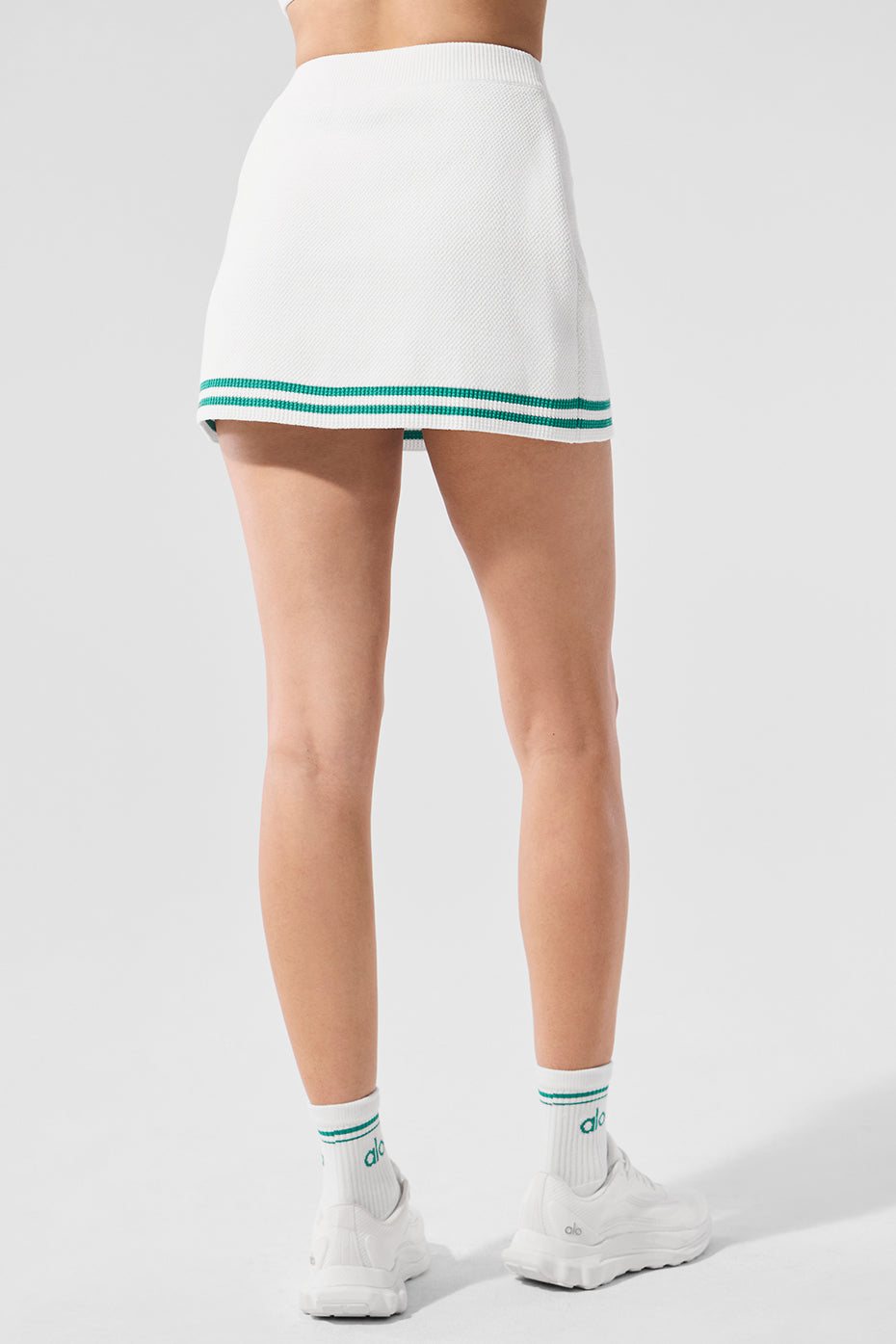 Tennis Club Sweater Knit Skirt - White/Spruce Green - Image 3