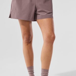 Pinstripe Daylight Boxer Short - Mushroom/Ivory