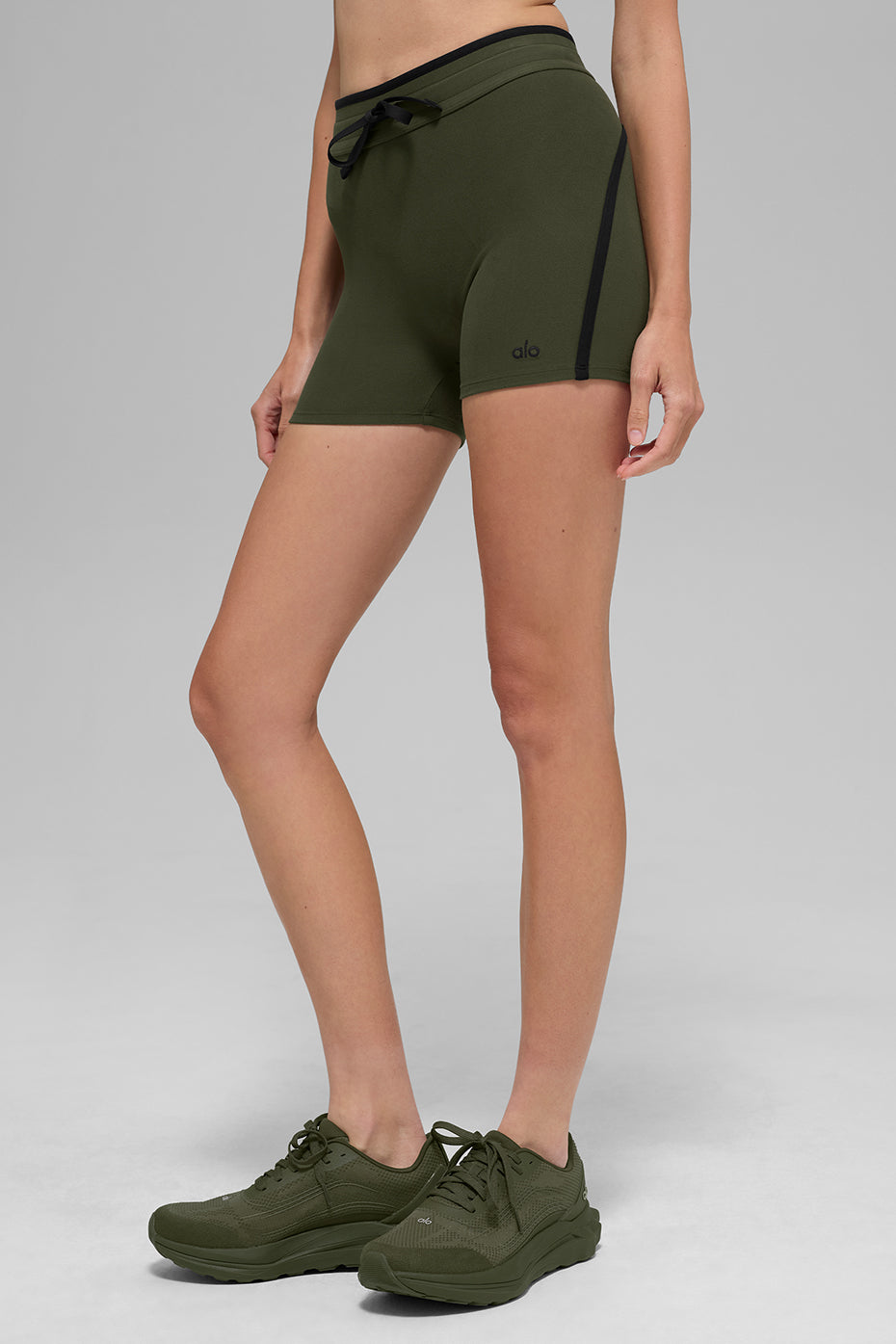 4 Airbrush High-Waist Race Pace Short - Green Olive/Black - Image 6