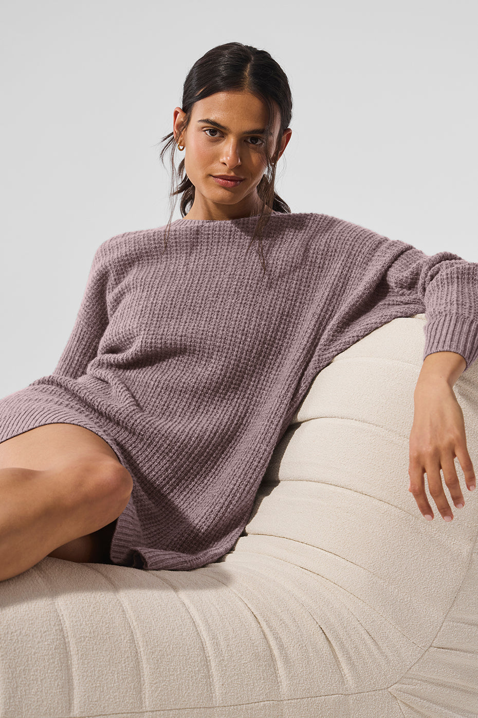 Cashmere Plush Waffle Dress - Mushroom Heather - Image 4