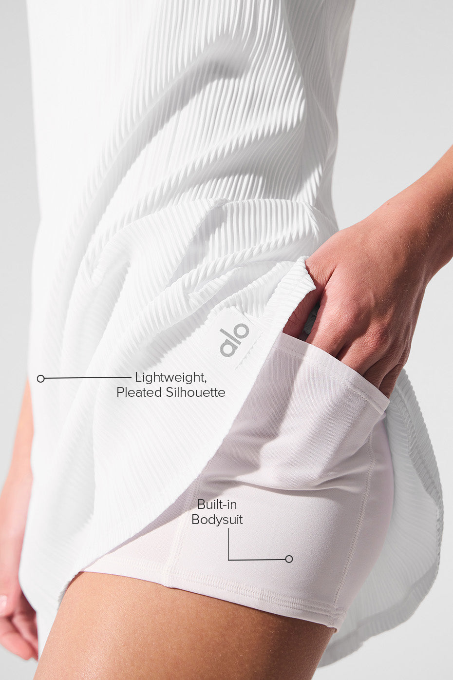 Micro Plisse Game On Tennis Dress - White - Image 2