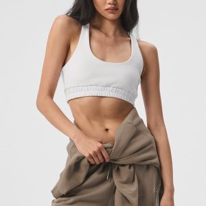 Scoop Neck Sweatshirt Bra - White
