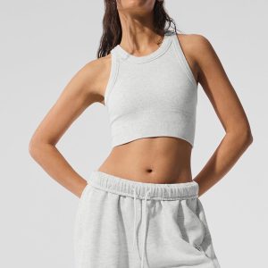 Seamless Delight High Neck Bra - White Heather