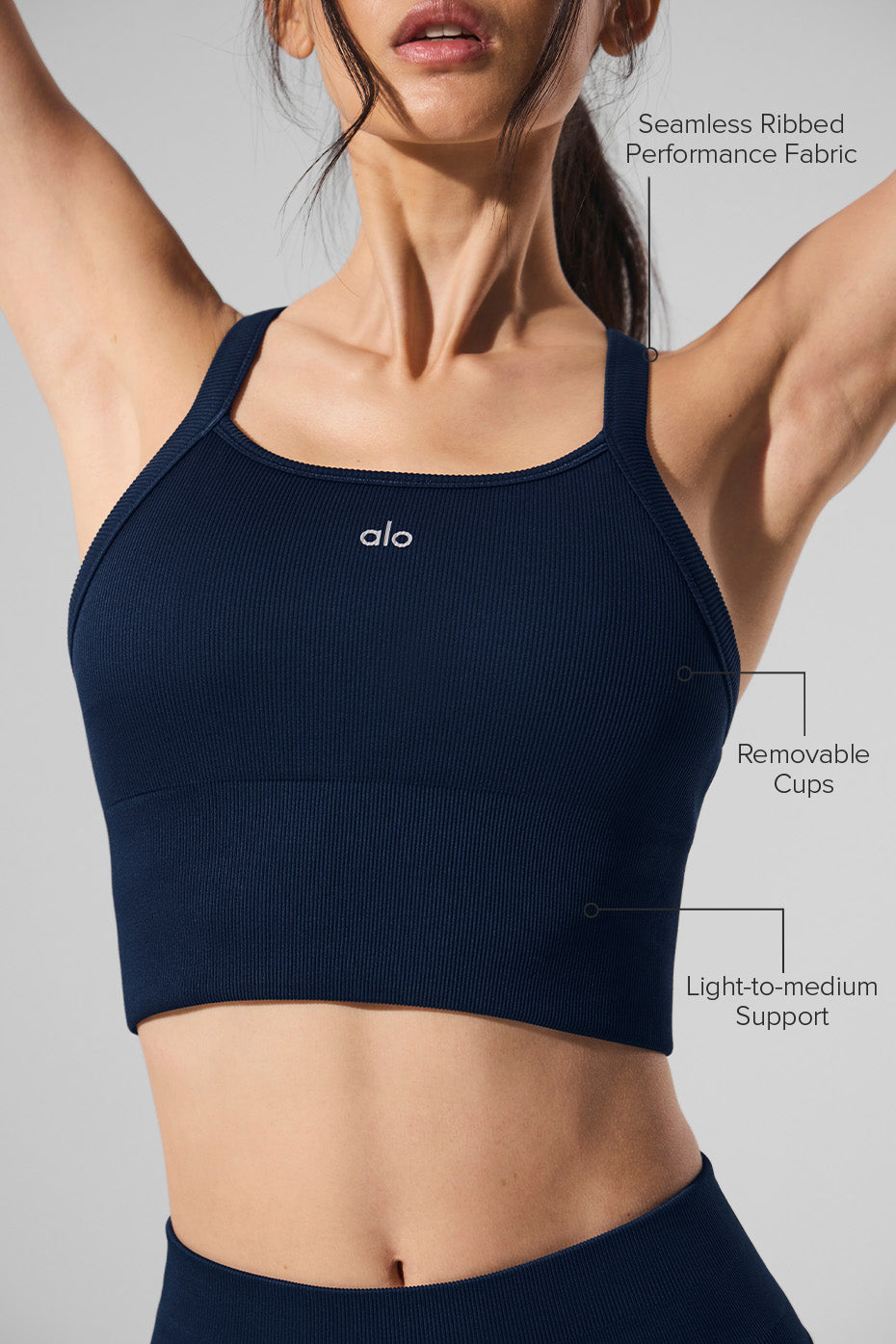 Seamless Ribbed Favorite Bra Tank - Navy - Image 2