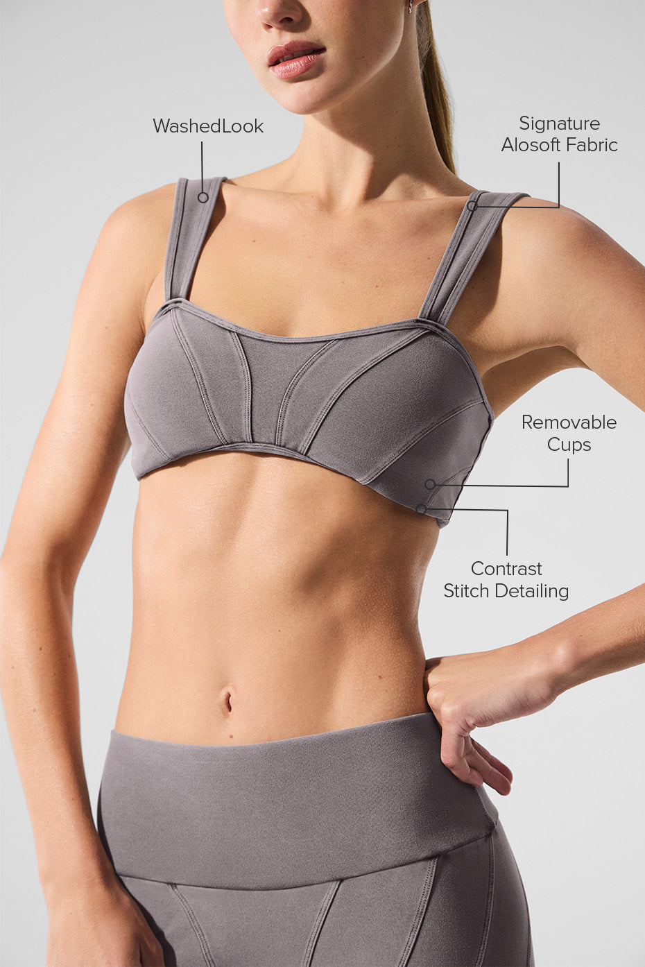 Washed Alosoft Sunray Bra - Cool Grey Wash - Image 2