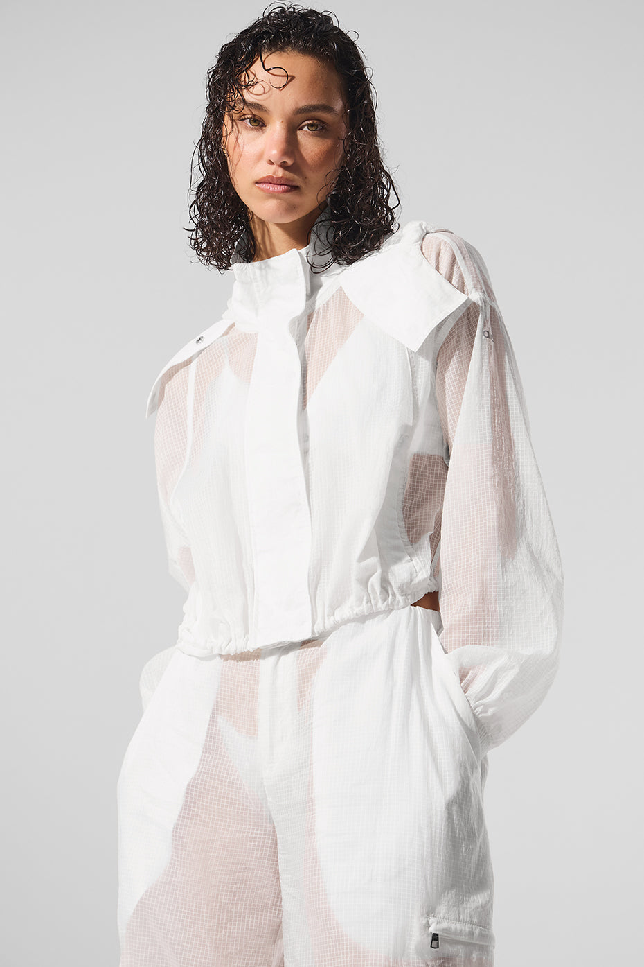 Cropped Game Time Full Zip Jacket - White - Image 5