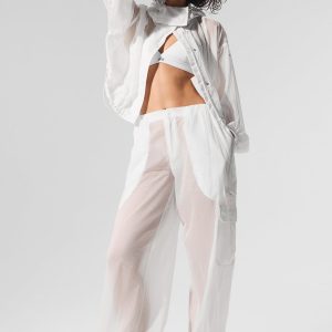 Sheer Game Time Wide Leg Jogger - White