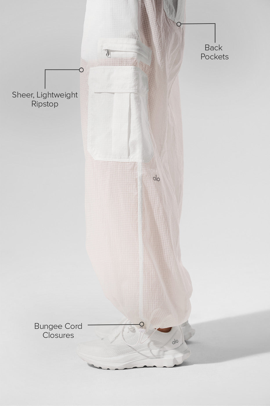 Sheer Game Time Wide Leg Jogger - White - Image 2